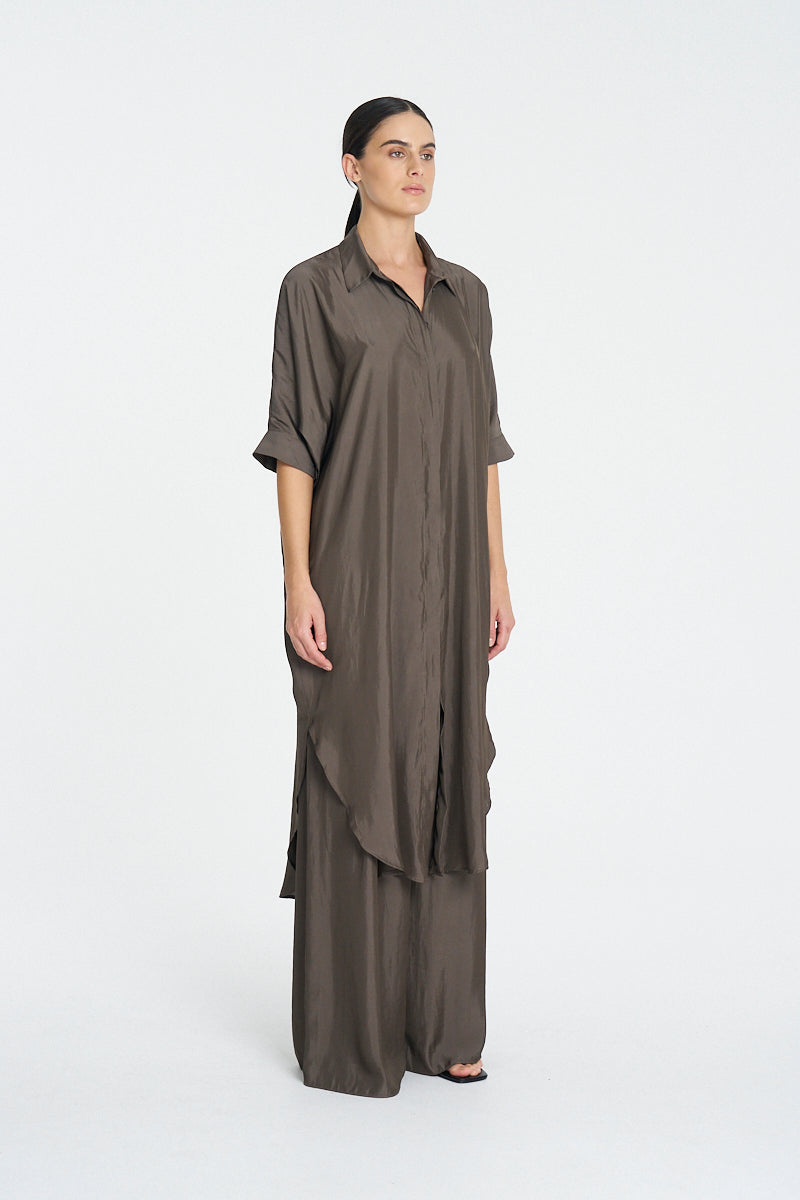 MAXI OVERSHIRT - Espresso