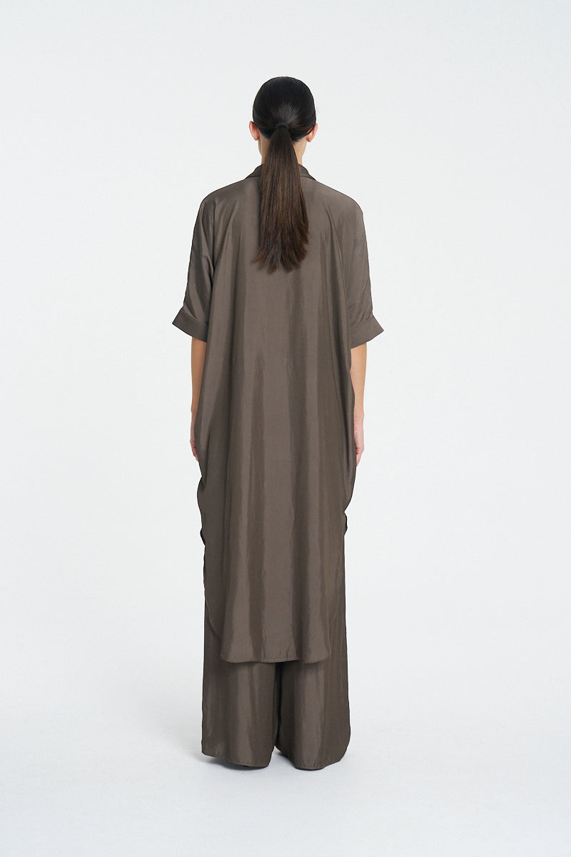 MAXI OVERSHIRT - Espresso