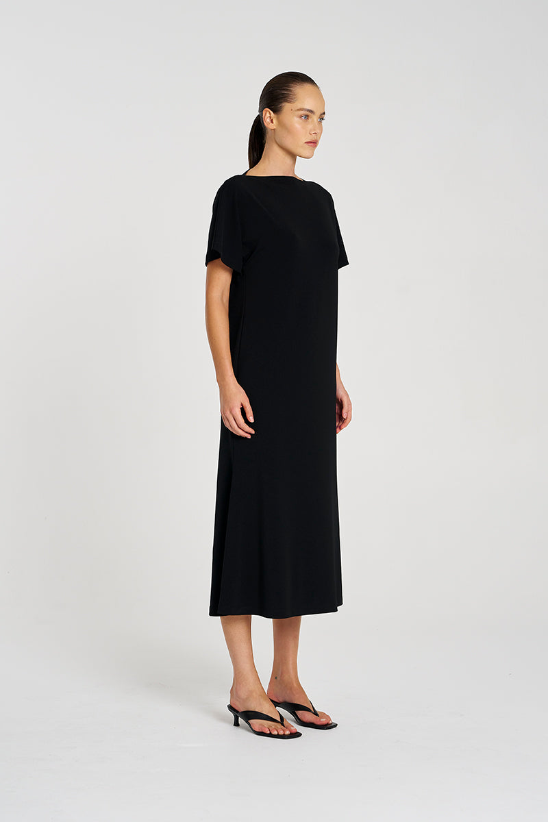 F007 3017 SLASH NECK DRESS