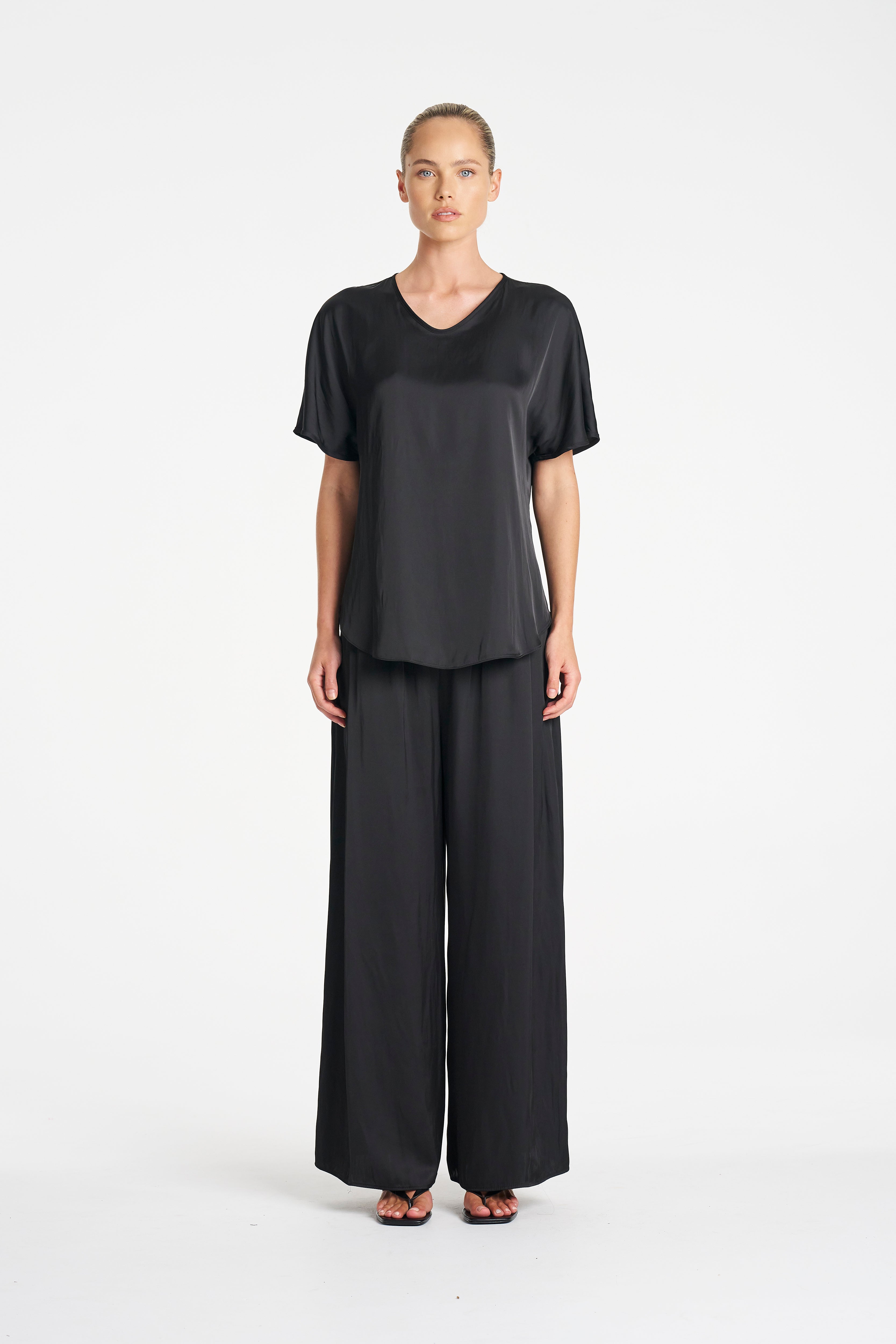 CHARMEUSE PANT - Satin Black - MELA PURDIE