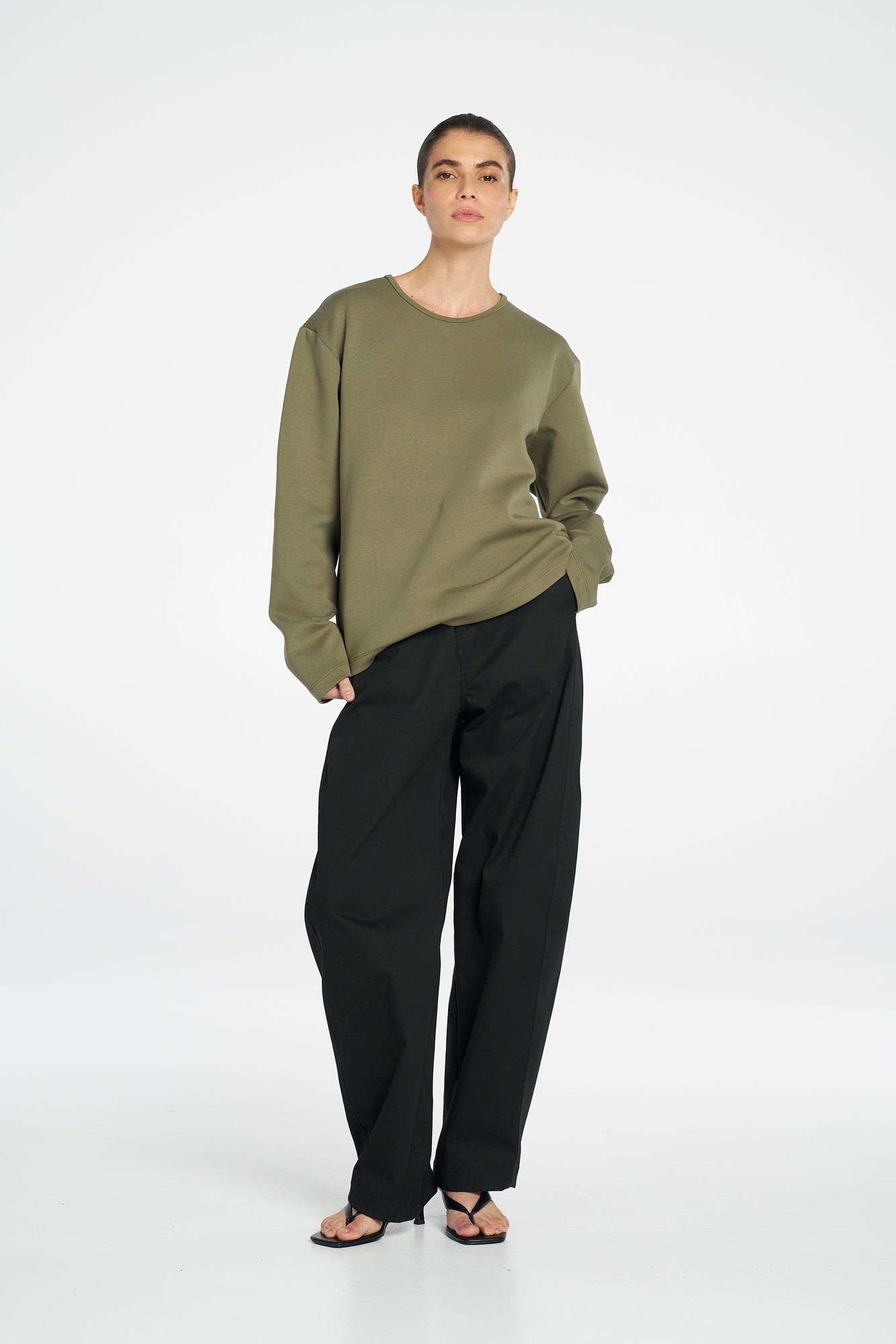 BOX SWEATER - Olive - MELA PURDIE
