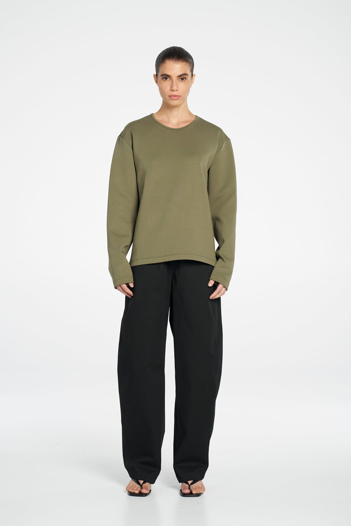 BOX SWEATER - Olive - MELA PURDIE