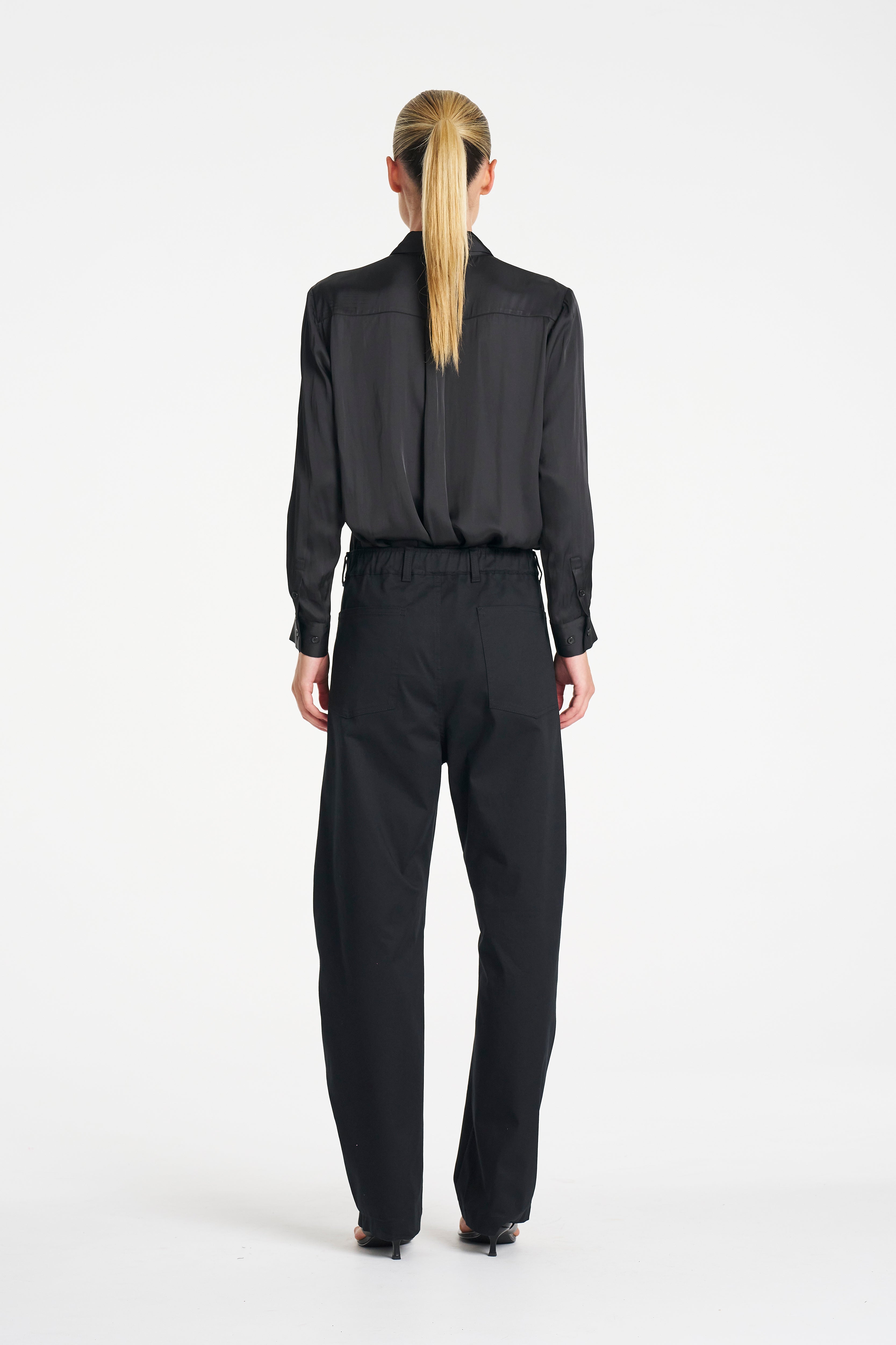CHARMEUSE SHIRT - Satin Black - MELA PURDIE