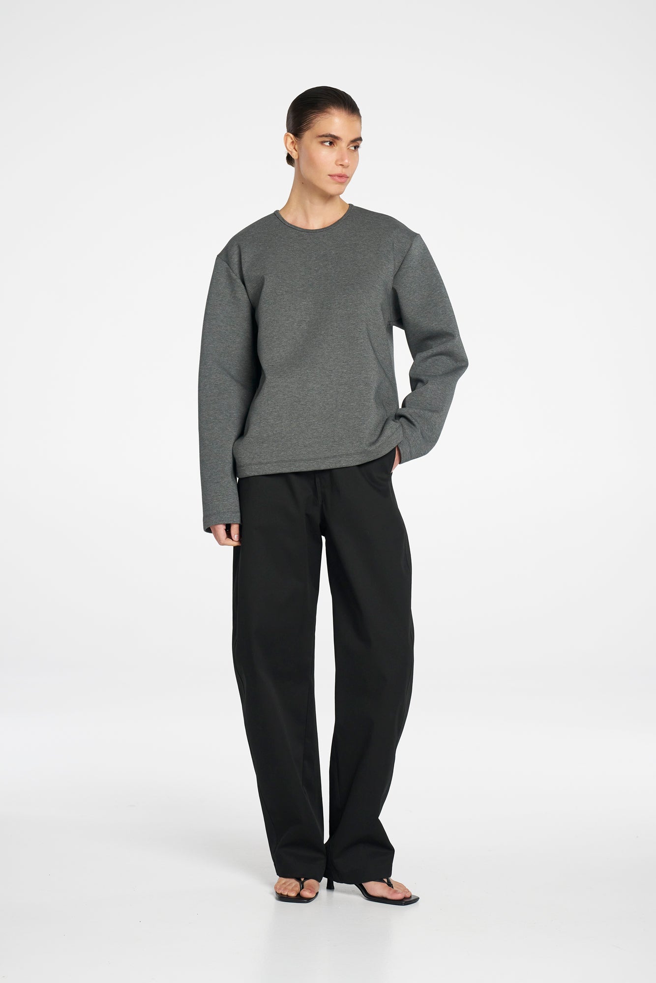 BOX SWEATER - Charcoal - MELA PURDIE