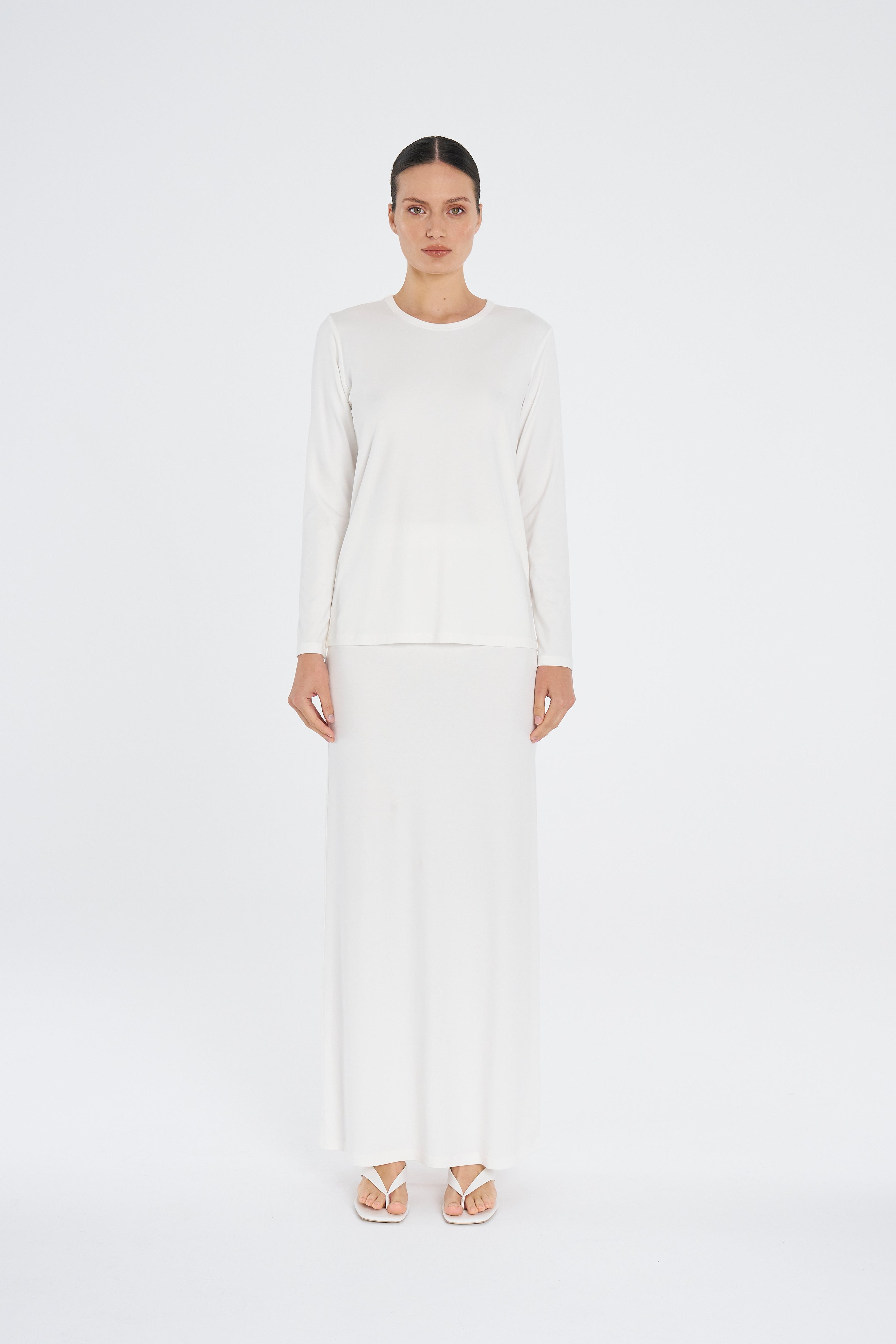 COLUMN SKIRT - White - MELA PURDIE