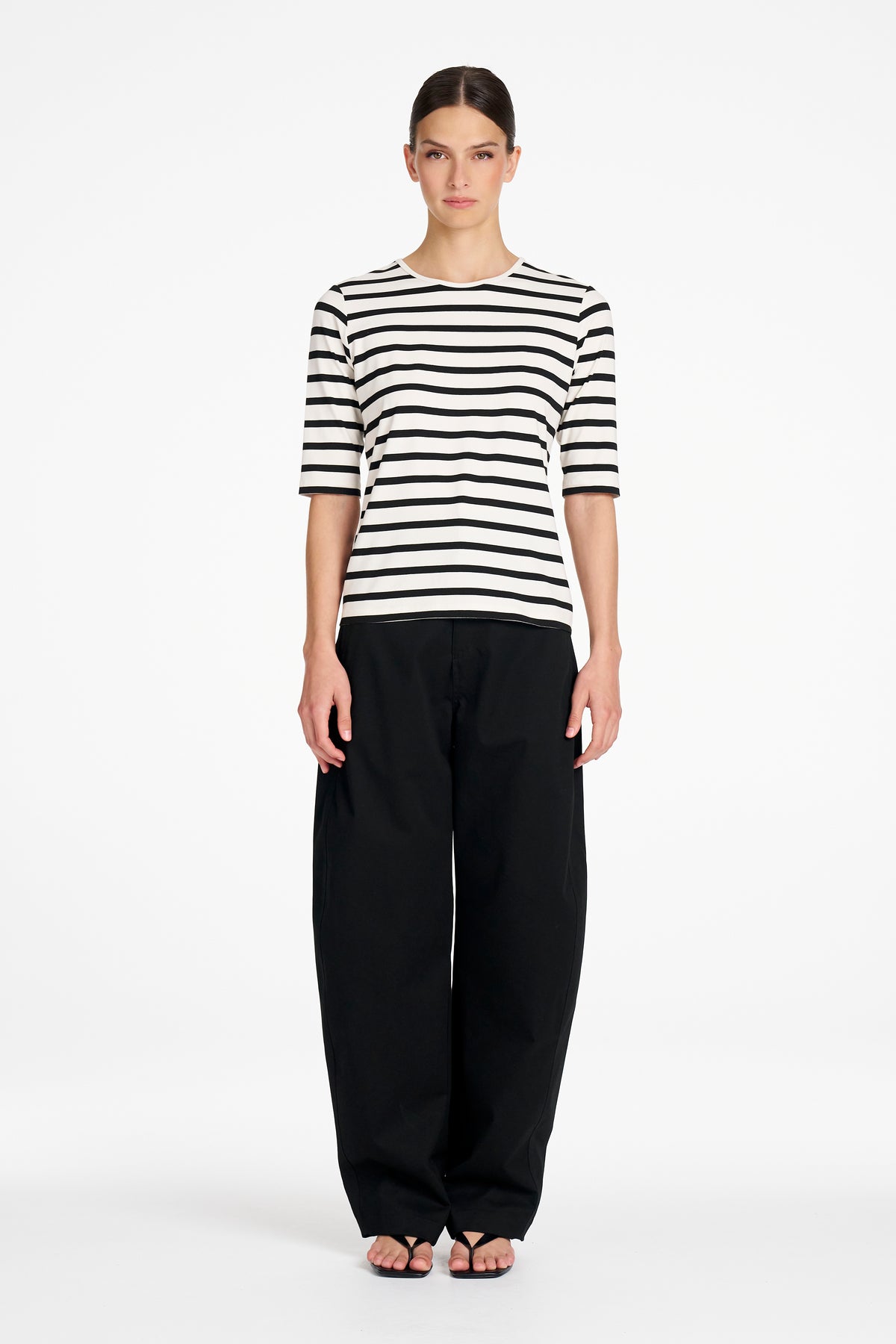 HALF SLEEVE TOP - White/Black