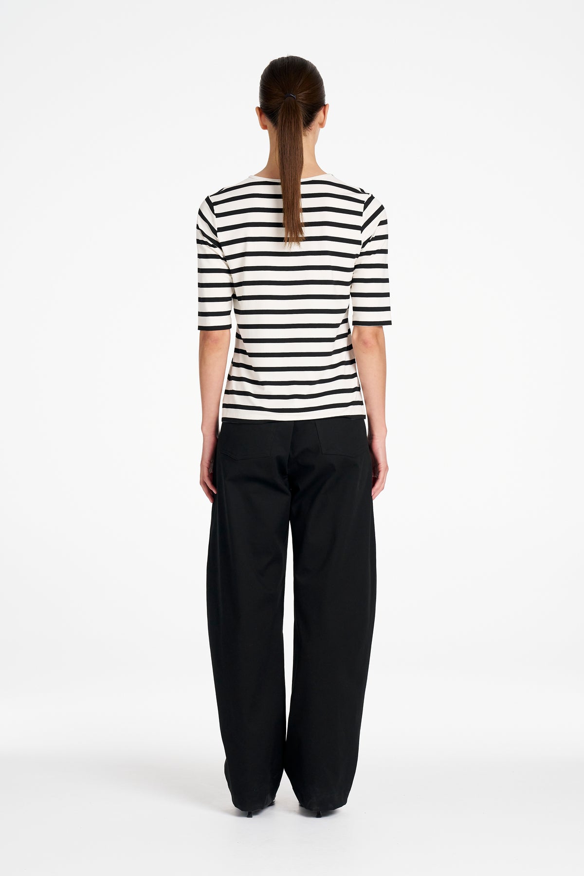 HALF SLEEVE TOP - White/Black