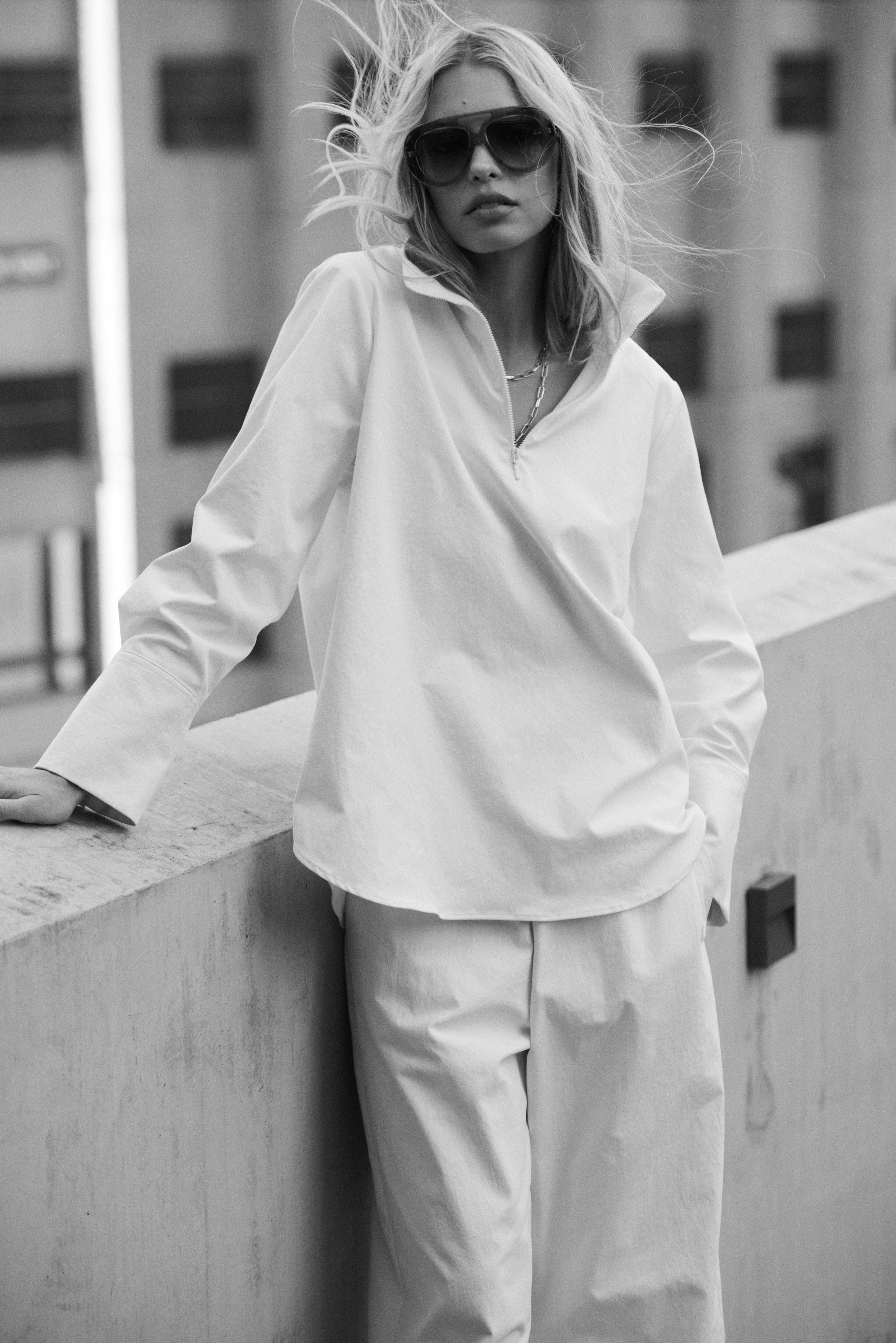 F416 8632 HALF ZIP BLOUSE - Mela Purdie