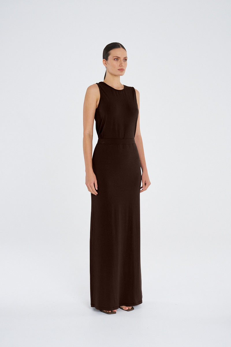 COLUMN SKIRT - Coffee - MELA PURDIE