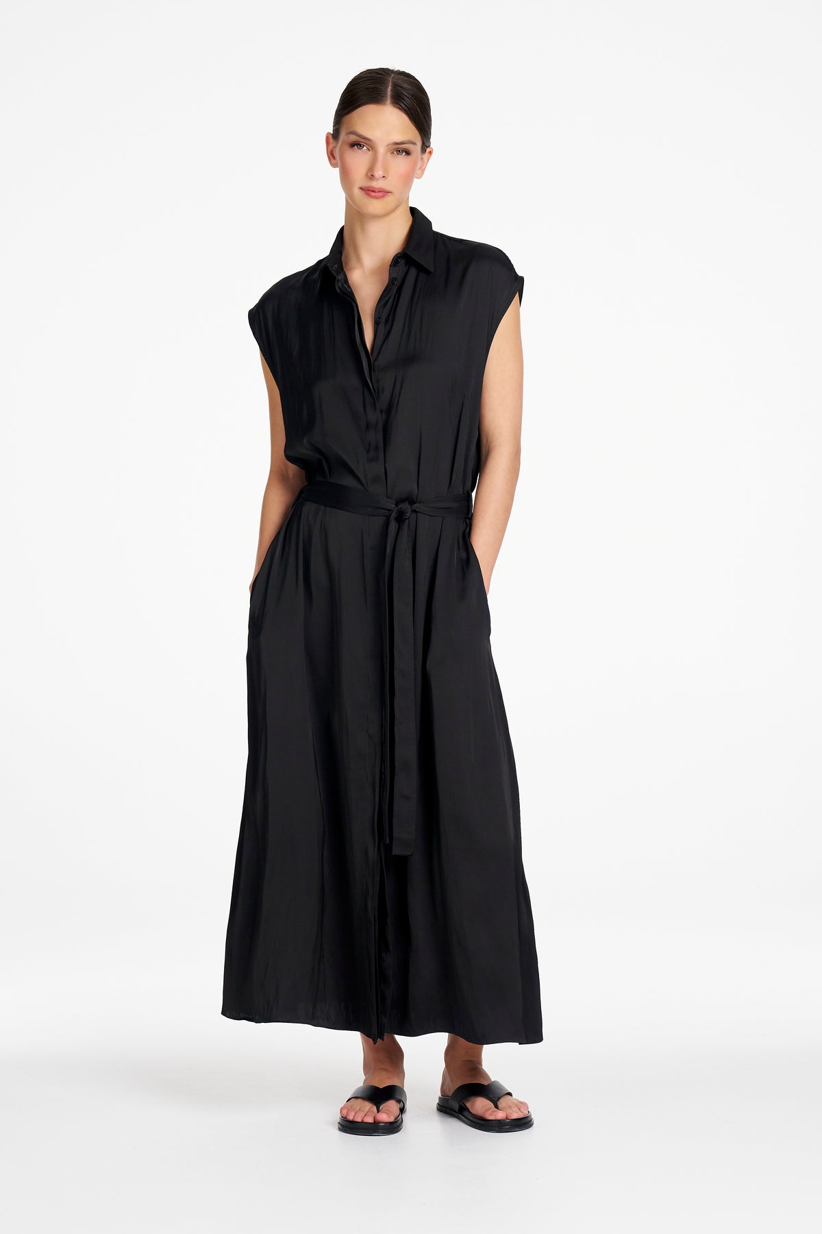 TABBARD DRESS - Satin Black