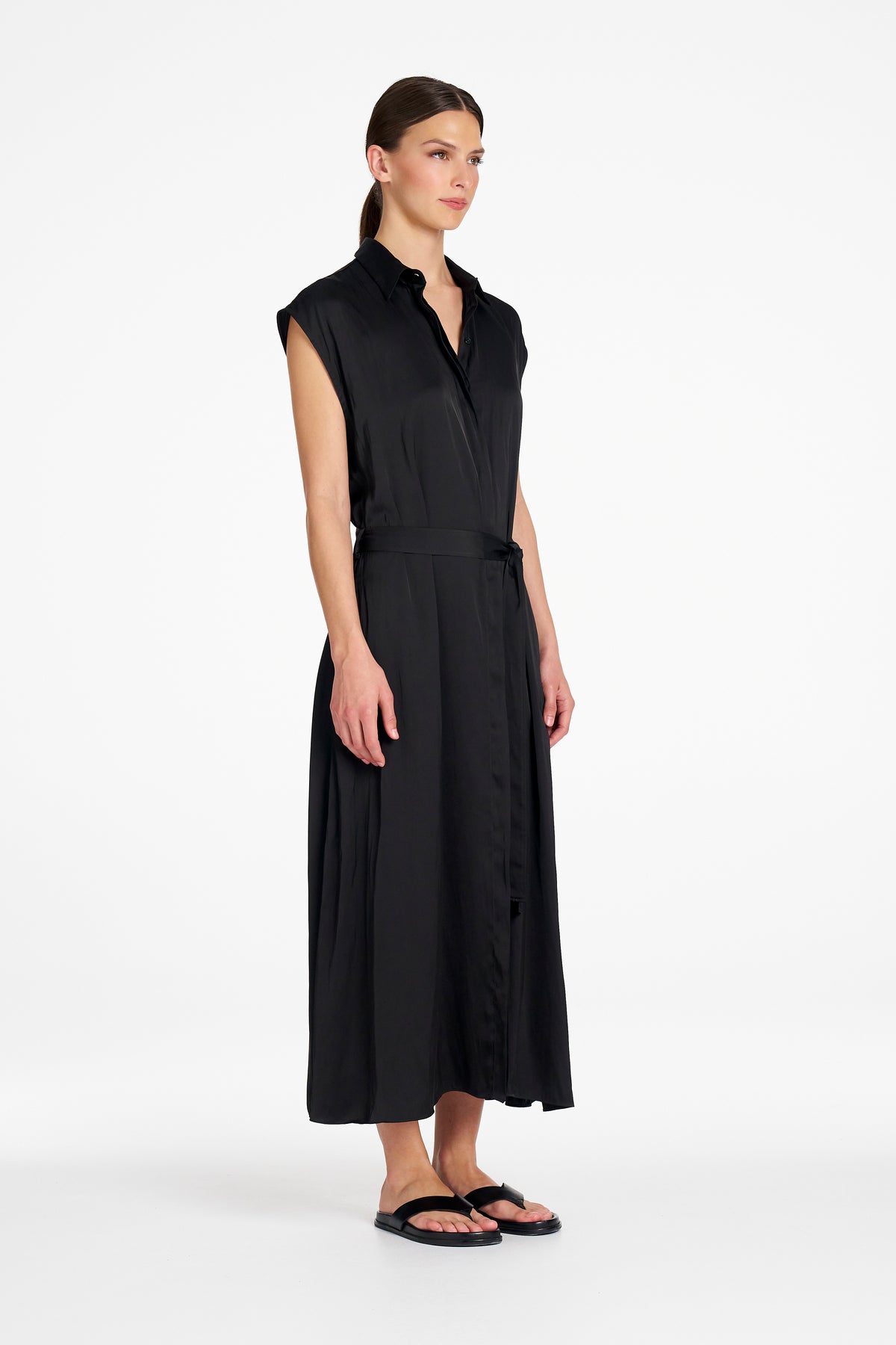 TABBARD DRESS - Satin Black