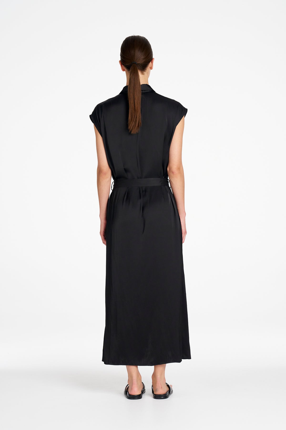 TABBARD DRESS - Satin Black
