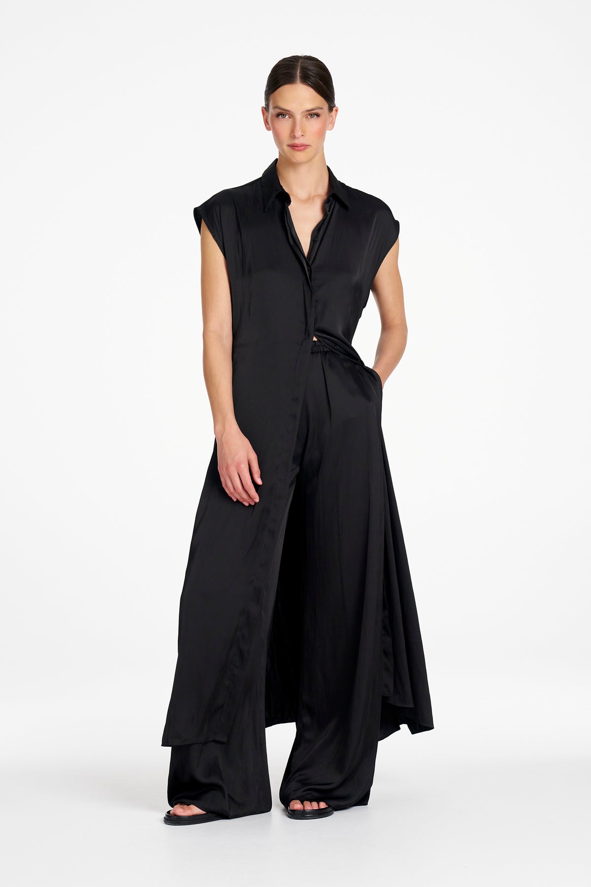 TABBARD DRESS - Satin Black
