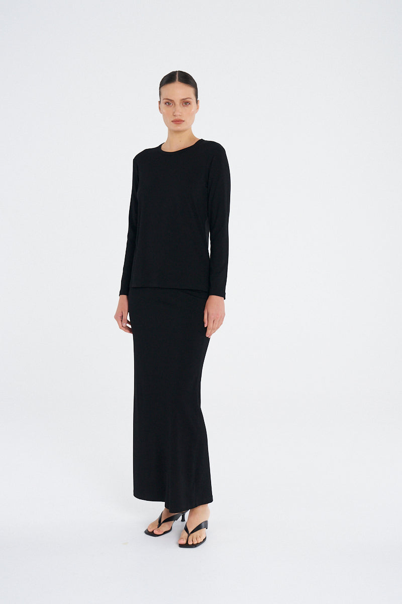 COLUMN SKIRT - Black - Mela Purdie
