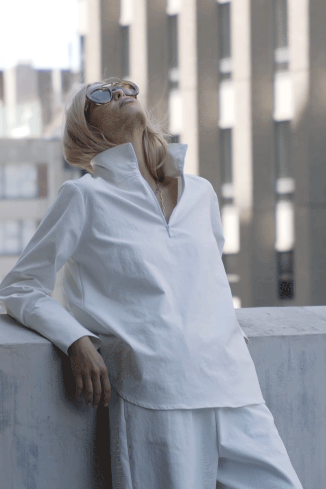 F416 8632 HALF ZIP BLOUSE - Mela Purdie