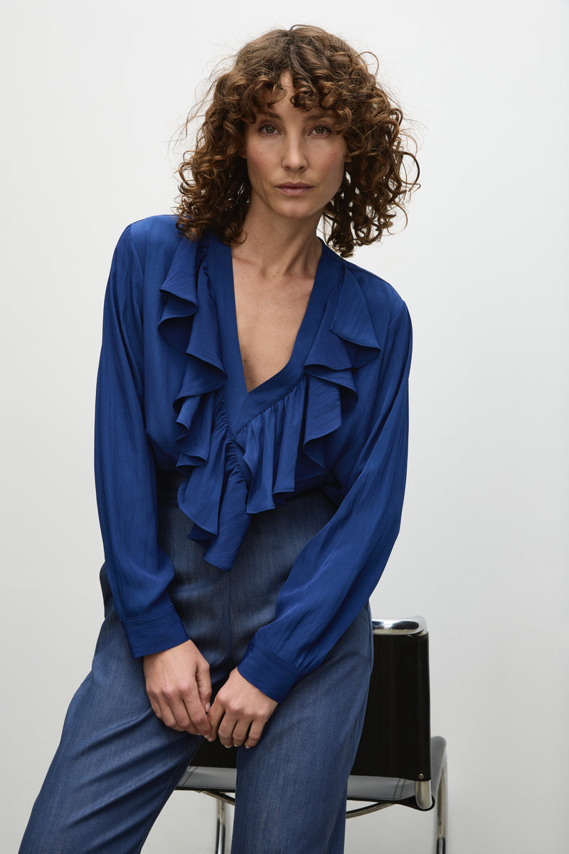 F67 8649 WRAP RIPPLE BLOUSE
