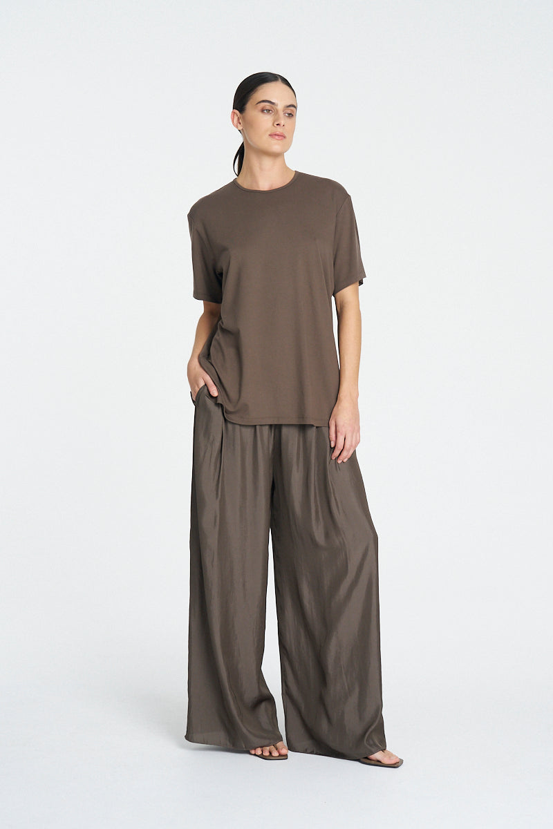 PLEAT PANT - Espresso