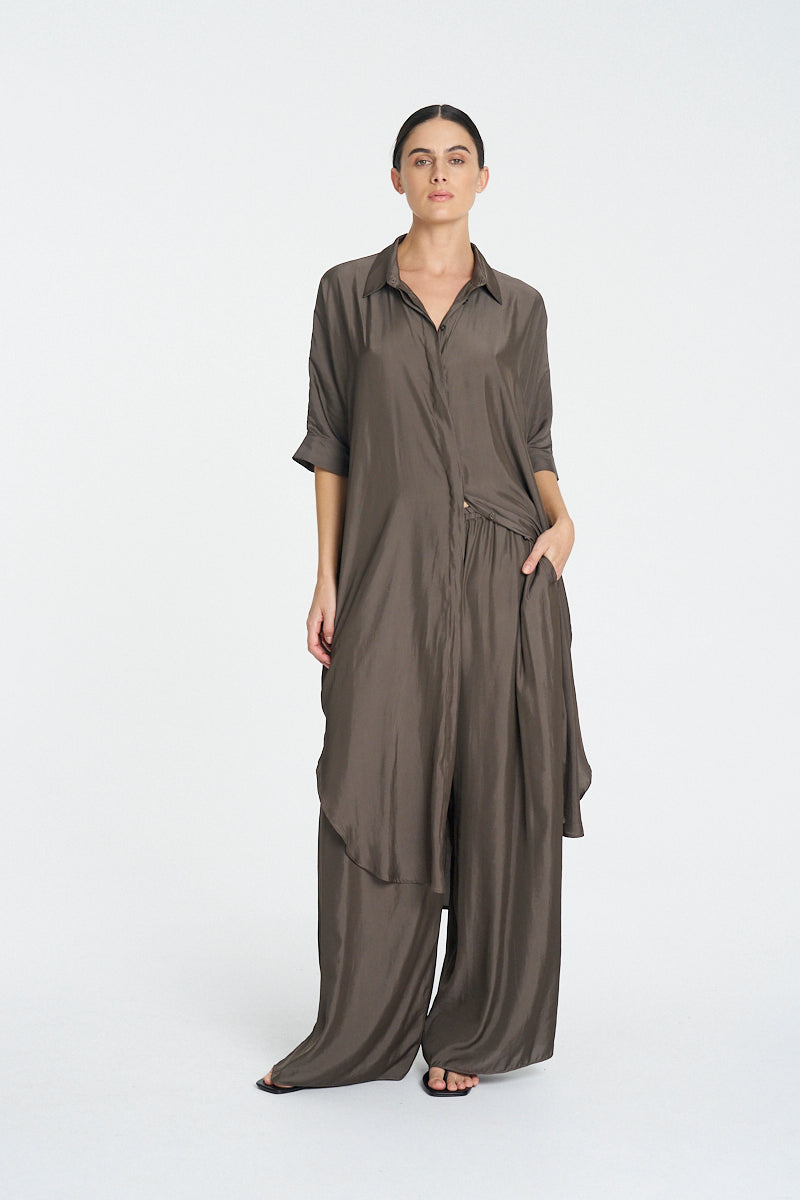 MAXI OVERSHIRT - Espresso