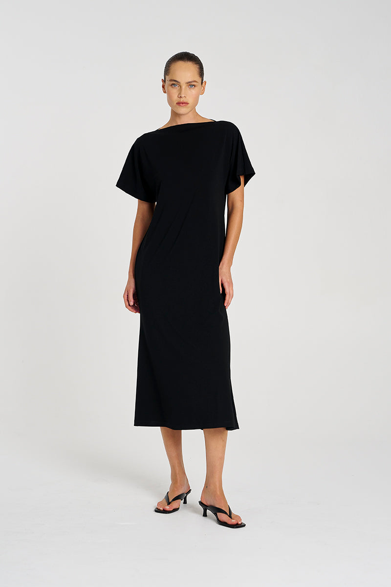 F007 3017 SLASH NECK DRESS