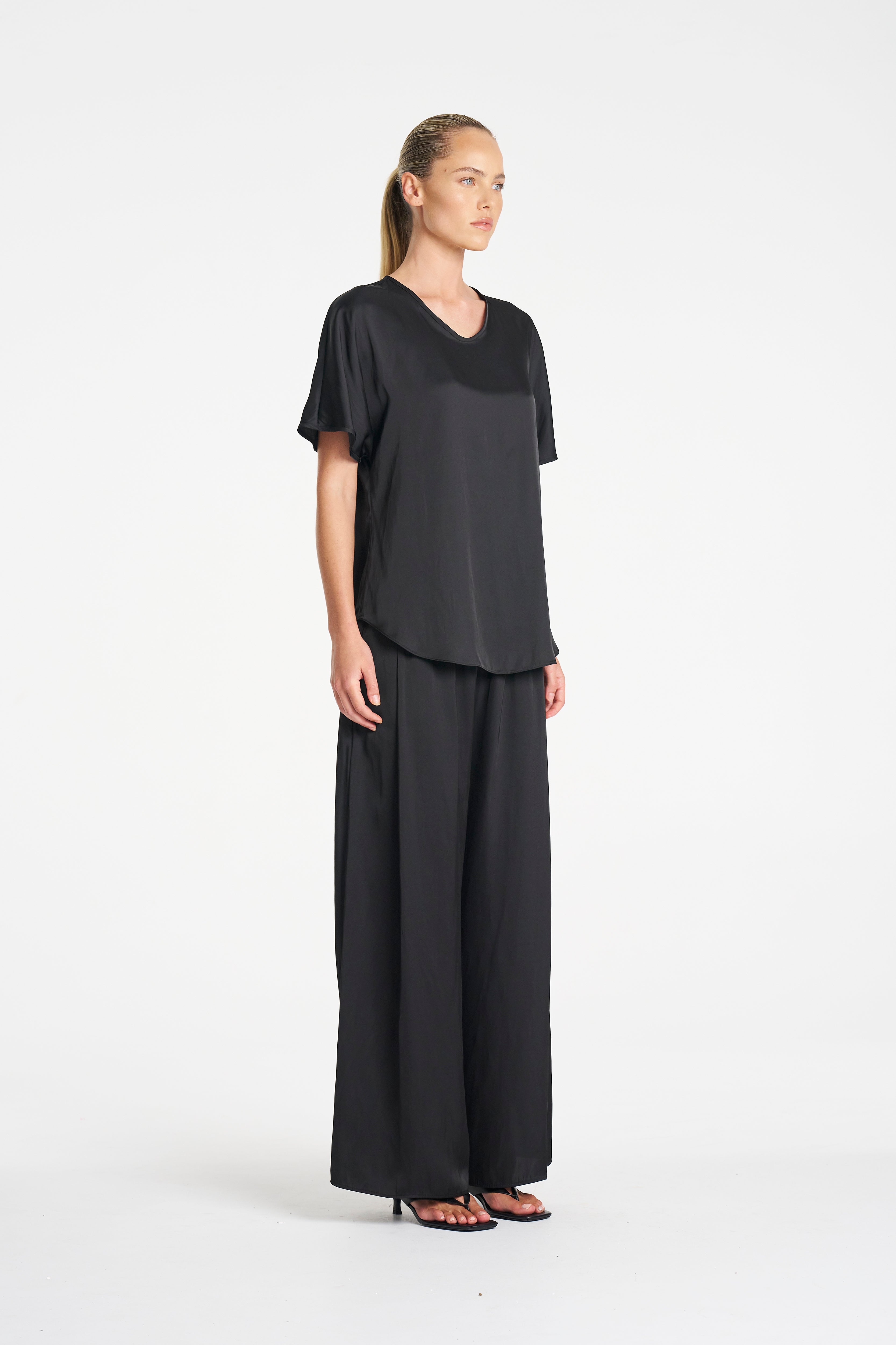 CHARMEUSE PANT - Satin Black - MELA PURDIE