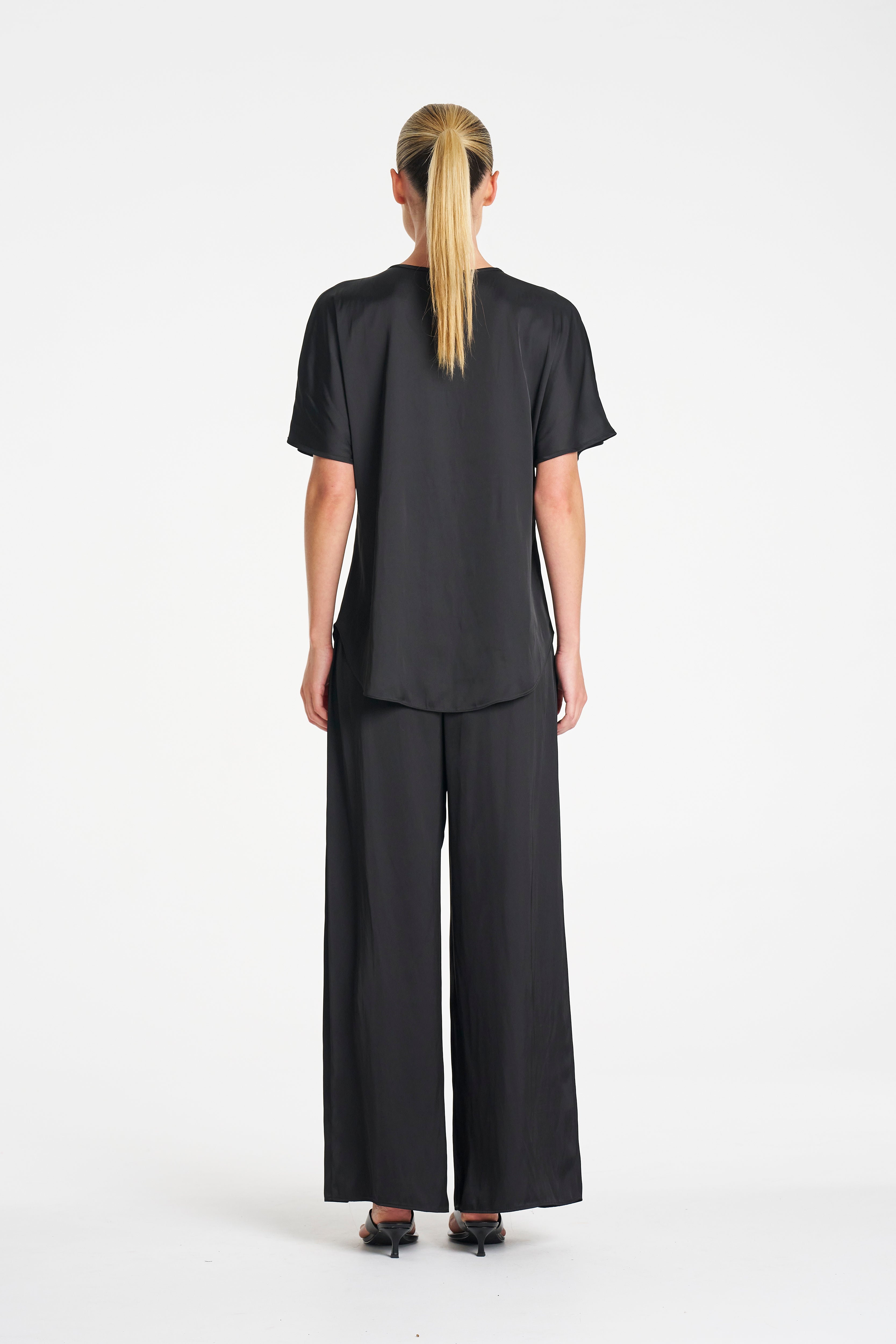 CHARMEUSE PANT - Satin Black - MELA PURDIE