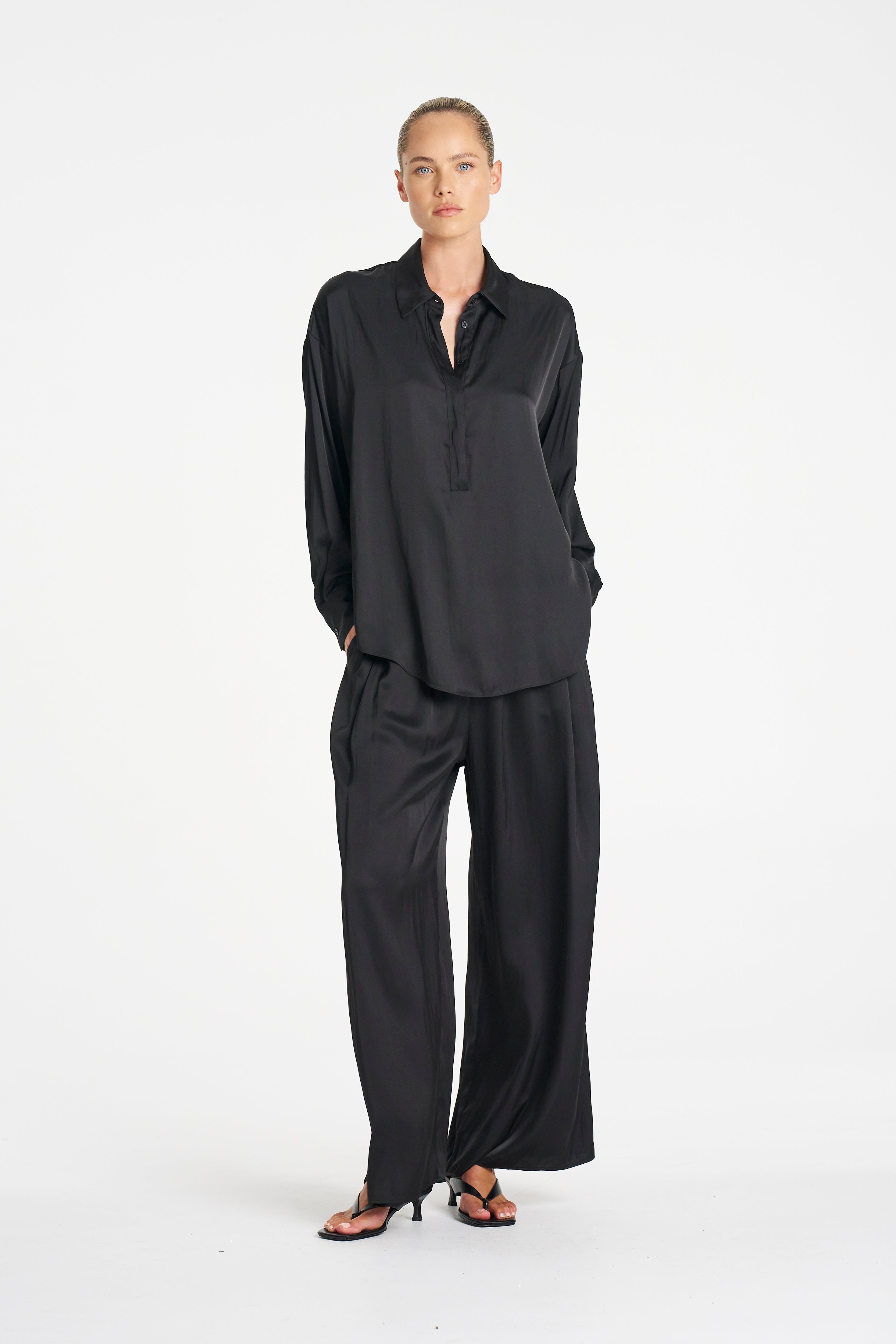 TAB TUNIC - Satin Black - MELA PURDIE