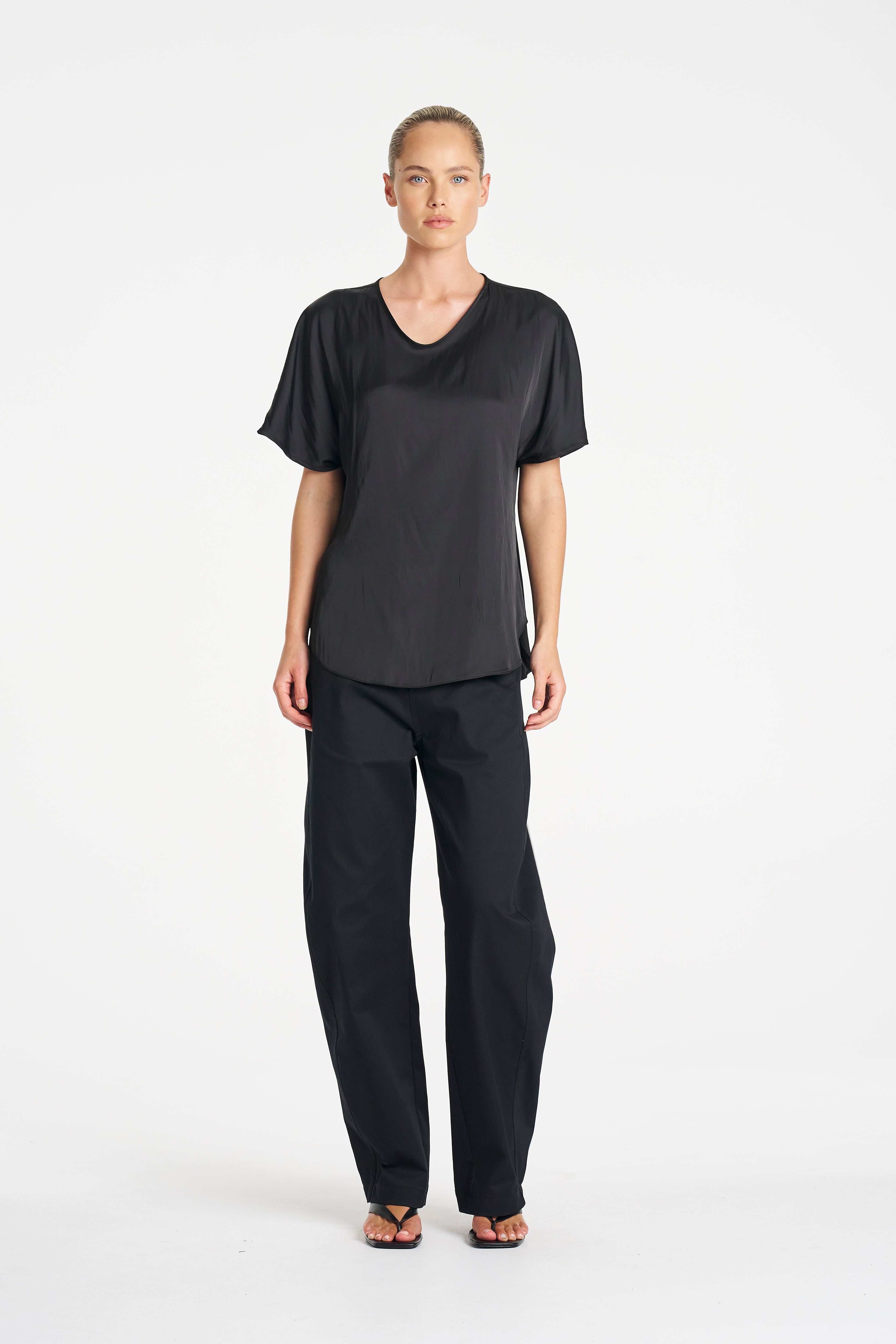 RAGLAN SHELL - Satin Black - MELA PURDIE