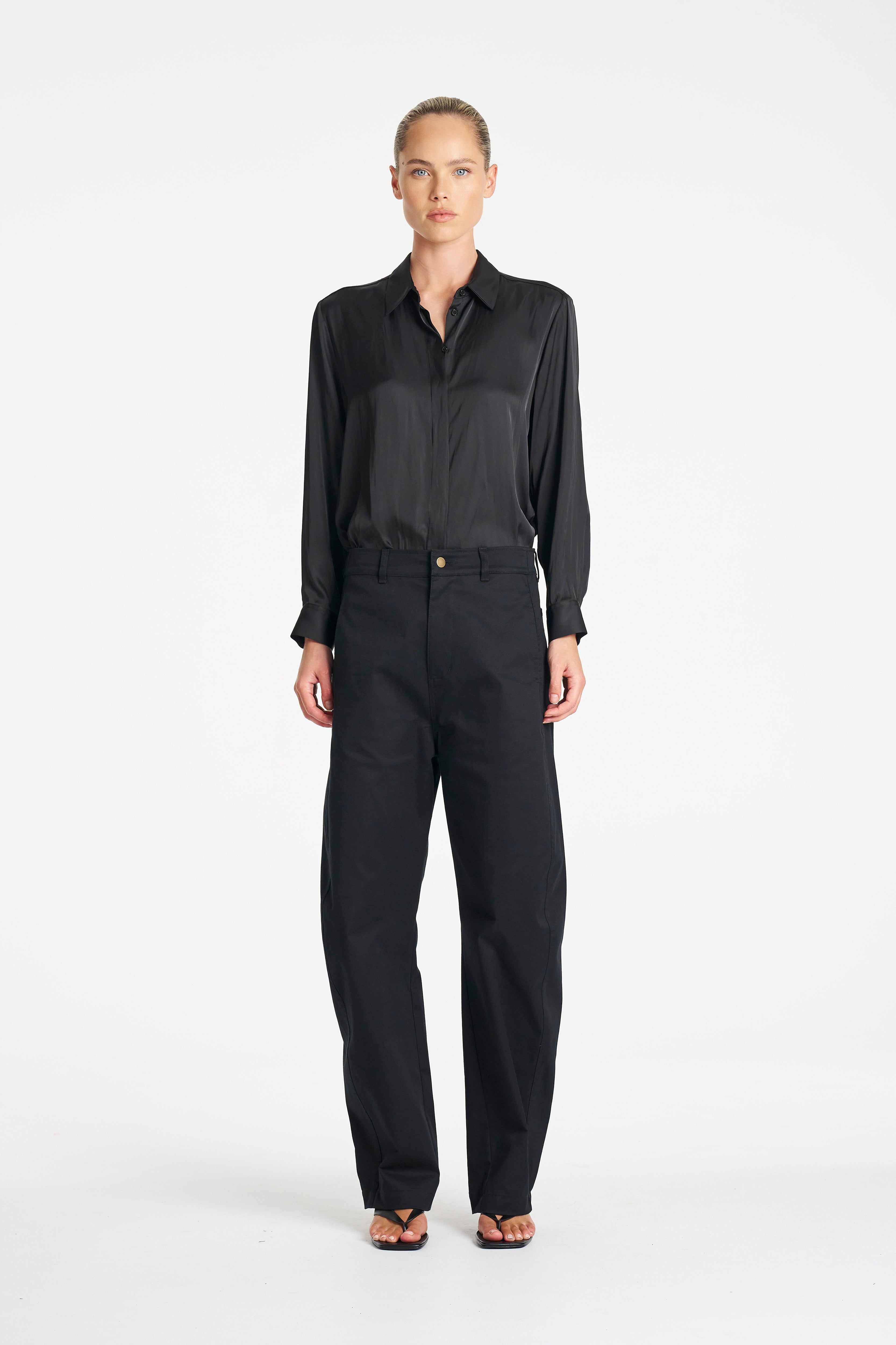 CHARMEUSE SHIRT - Satin Black - MELA PURDIE