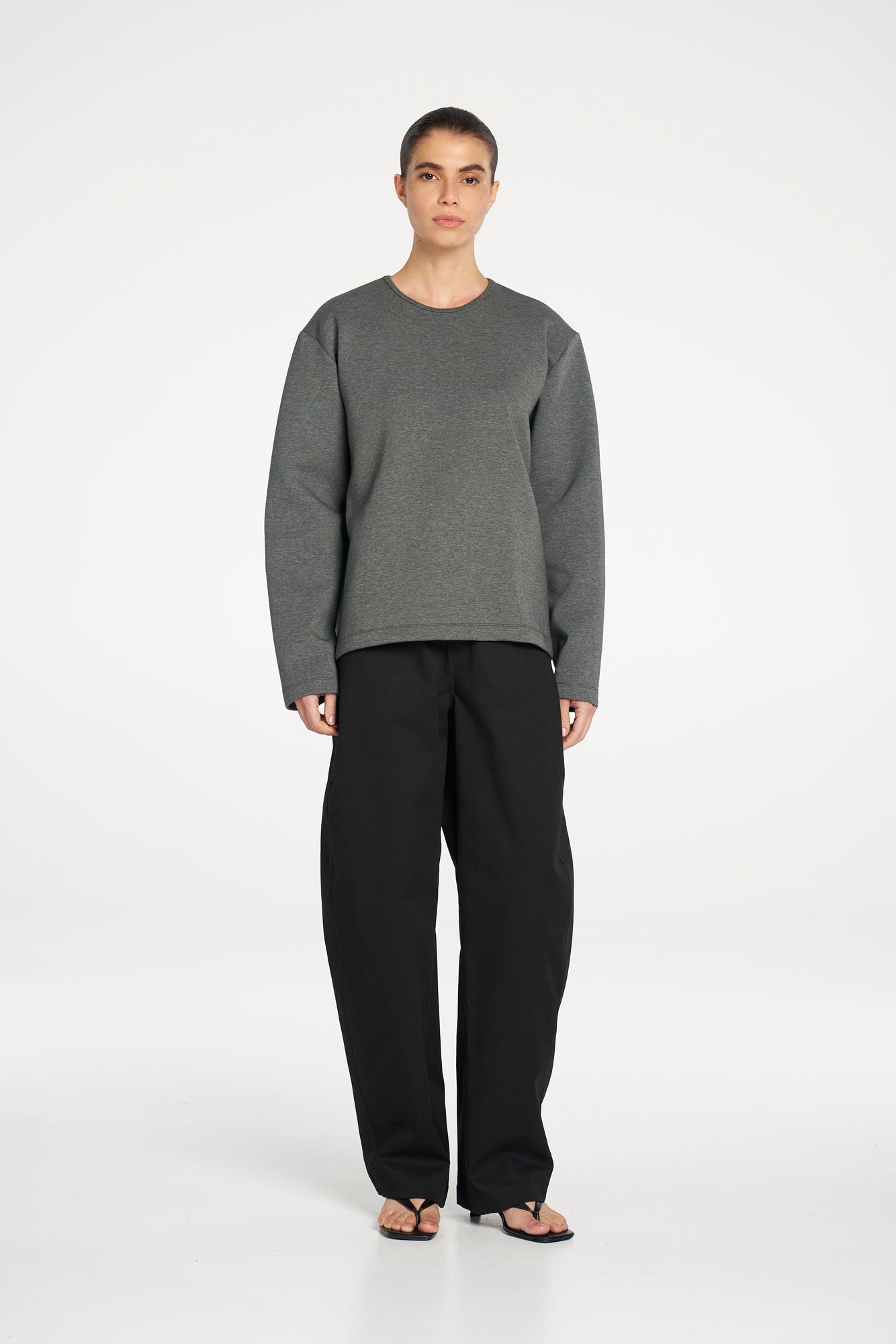 BOX SWEATER - Charcoal - MELA PURDIE