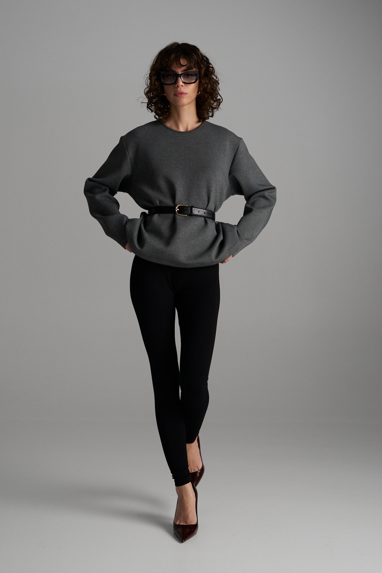 BOX SWEATER - Charcoal - MELA PURDIE
