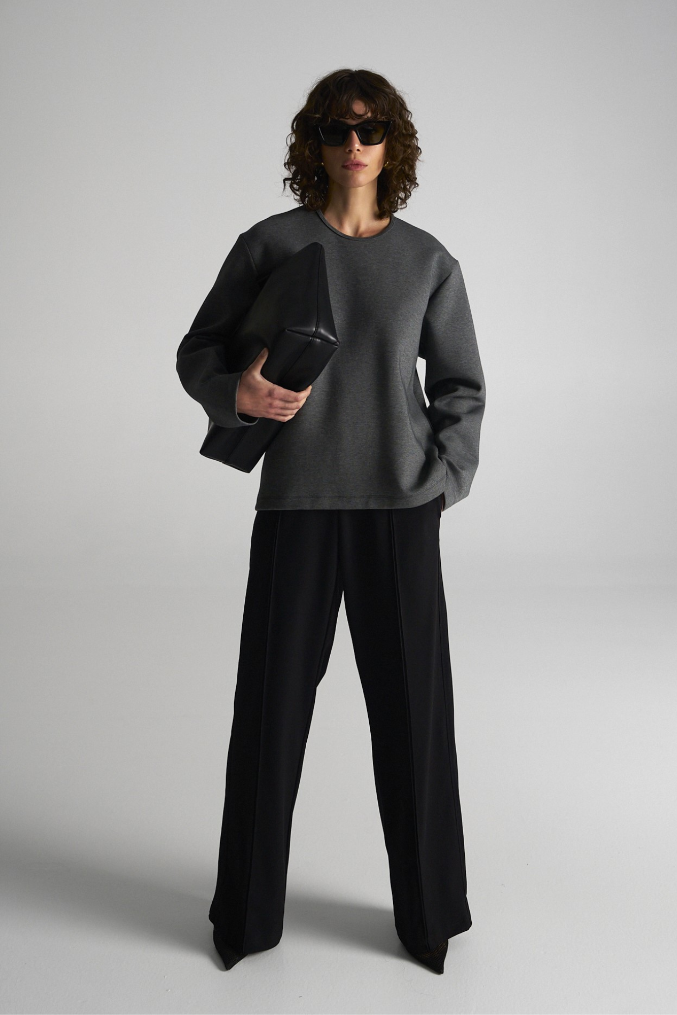 BOX SWEATER - Charcoal - MELA PURDIE