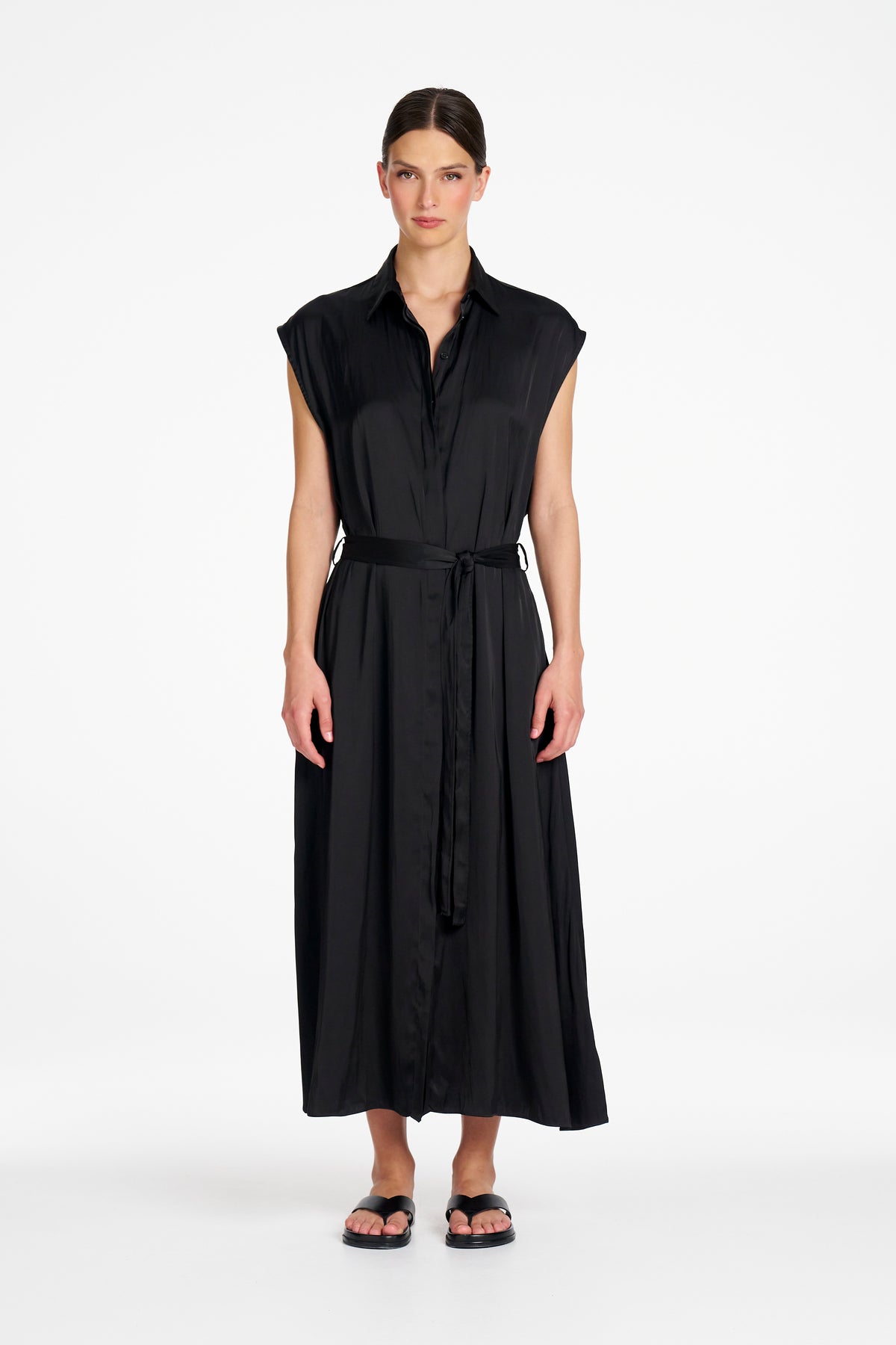 TABBARD DRESS - Satin Black